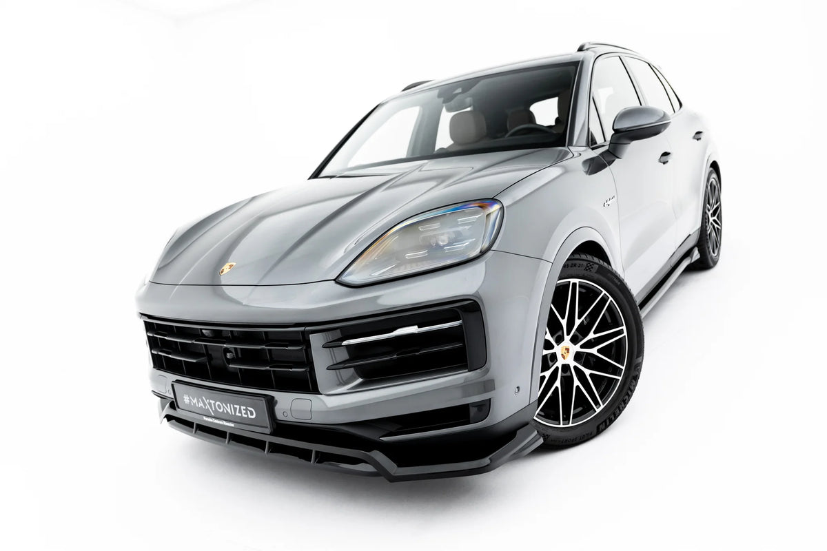 Frontsplitter i blank sort ABS til Porsche Cayenne Mk3 Facelift