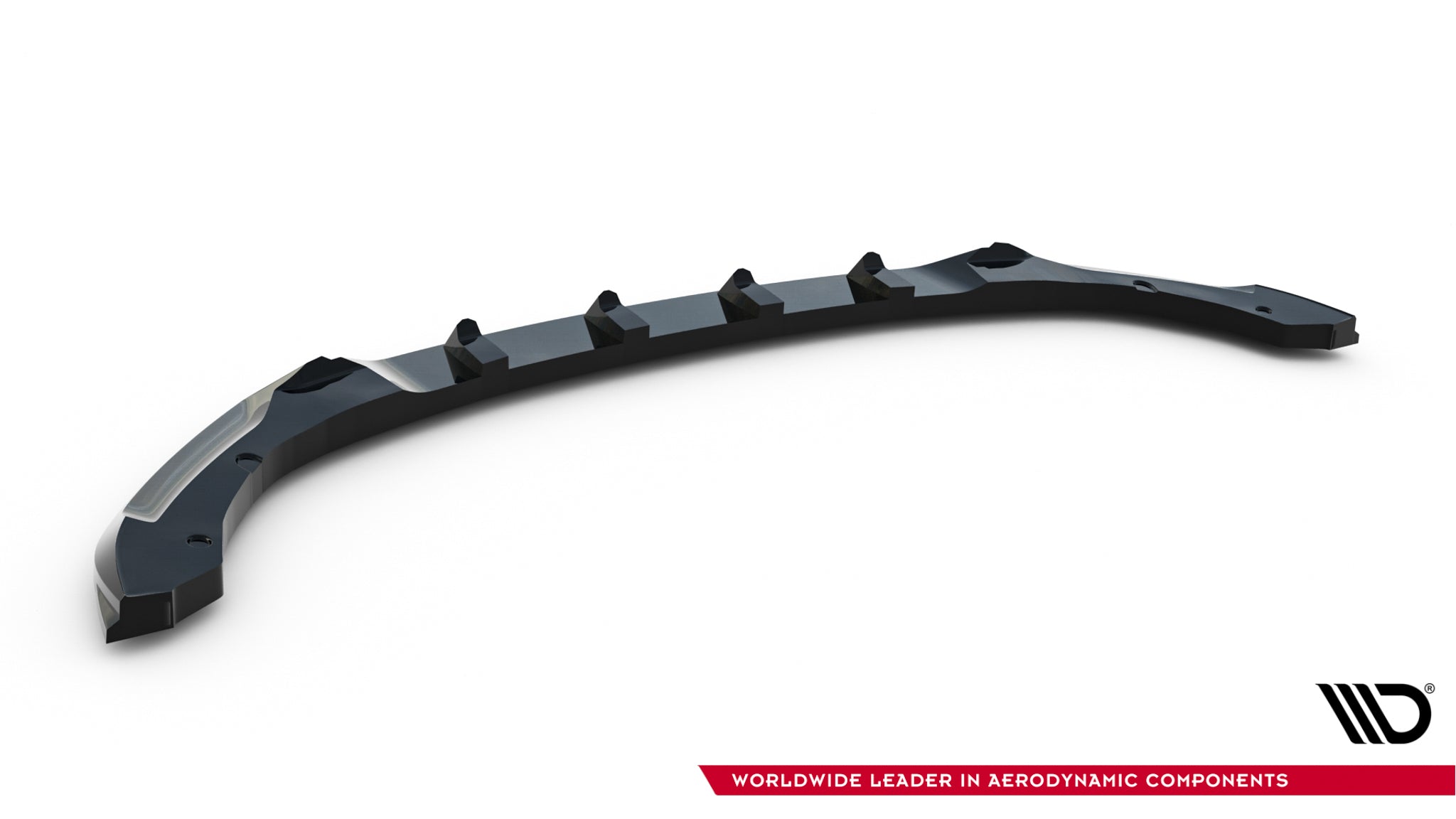 Frontleppe til Renault Megane E-Tech Electric MK1 i svart plast med vinger og monteringspunkter, sett skrått.