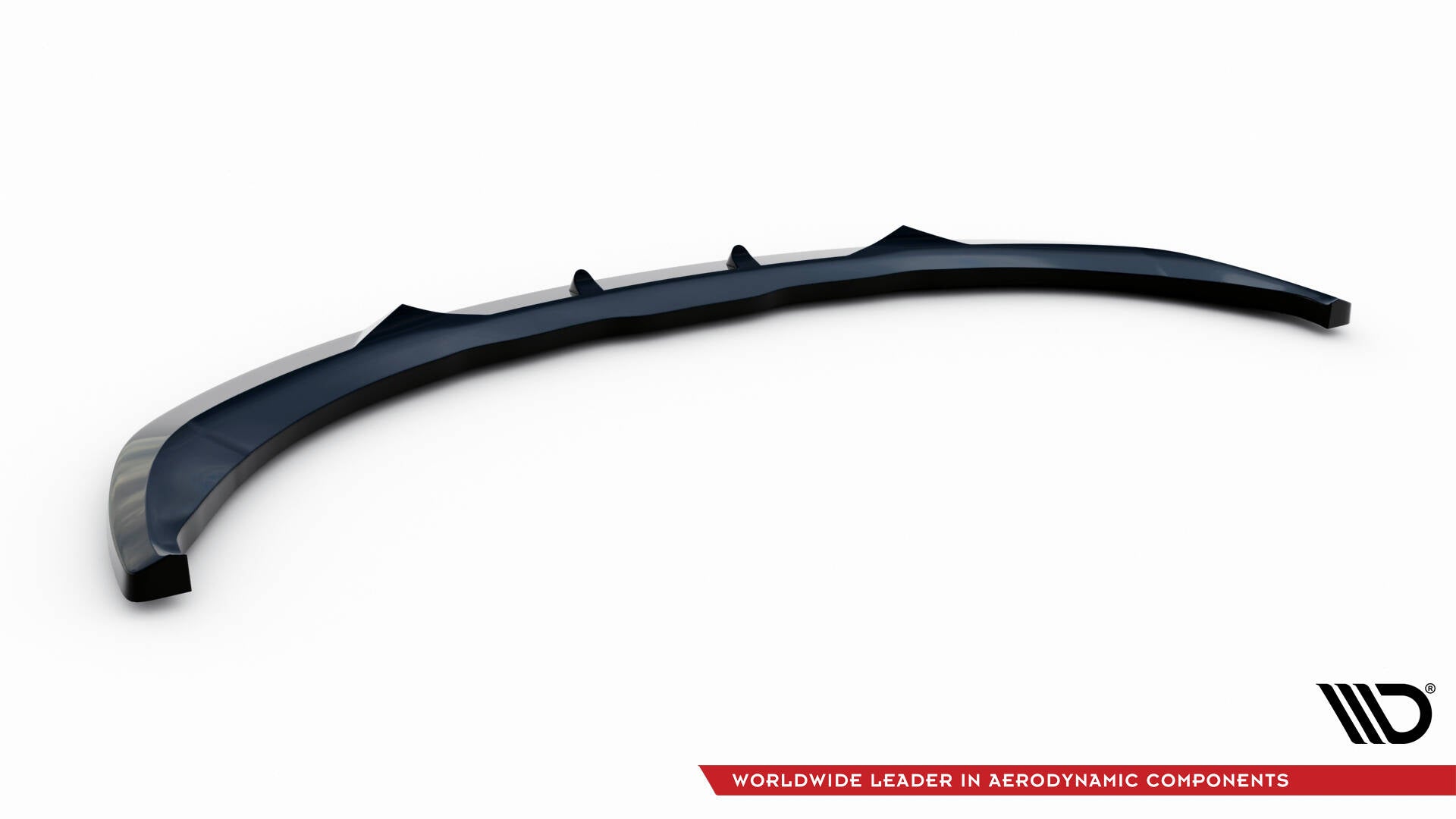 Front splitter til Toyota Yaris T-Sport MK1 Facelift, svart med aerodynamiske detaljer, sett ovenfra.