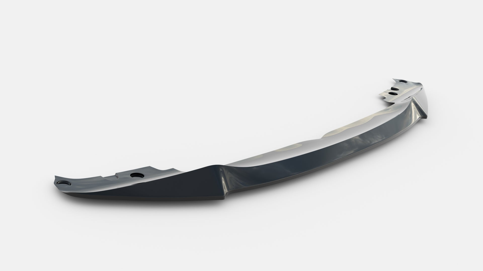 Frontleppe til BMW G20 3 M-Pakke V.1 i sort, glanset plast sett fra skrå vinkel mot lys bakgrunn.