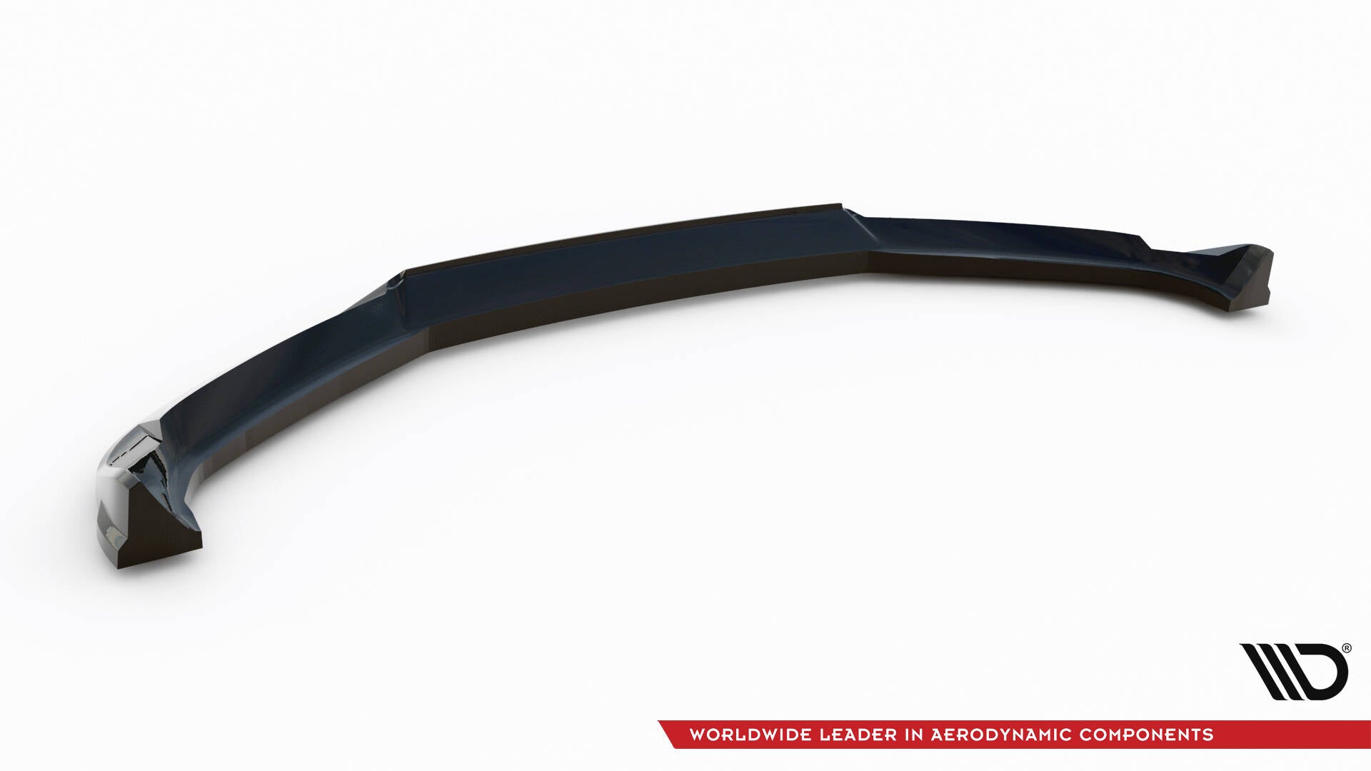 Front lip for BMW G09 Xm V.1 i sort blank plast med markerte vinkler mot hvit bakgrunn.
