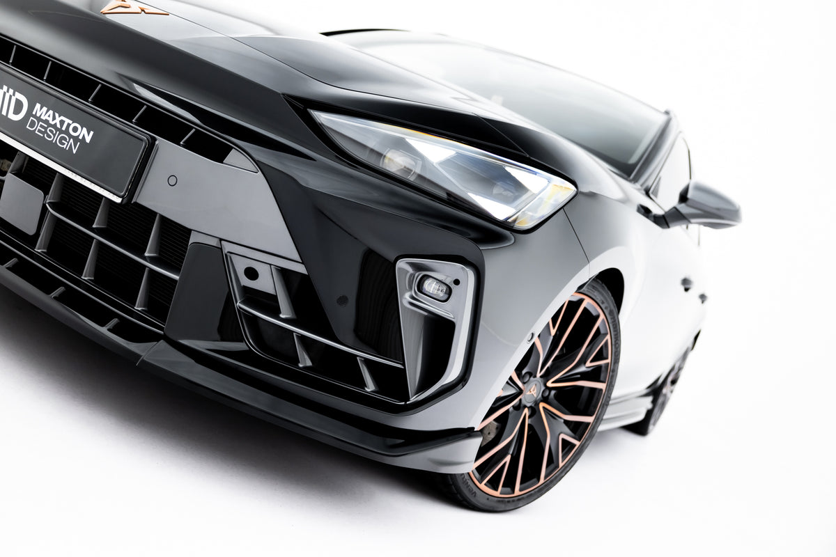 Nærbilde av Maxton frontsplitter til Cupra Leon Mk1 Facelift