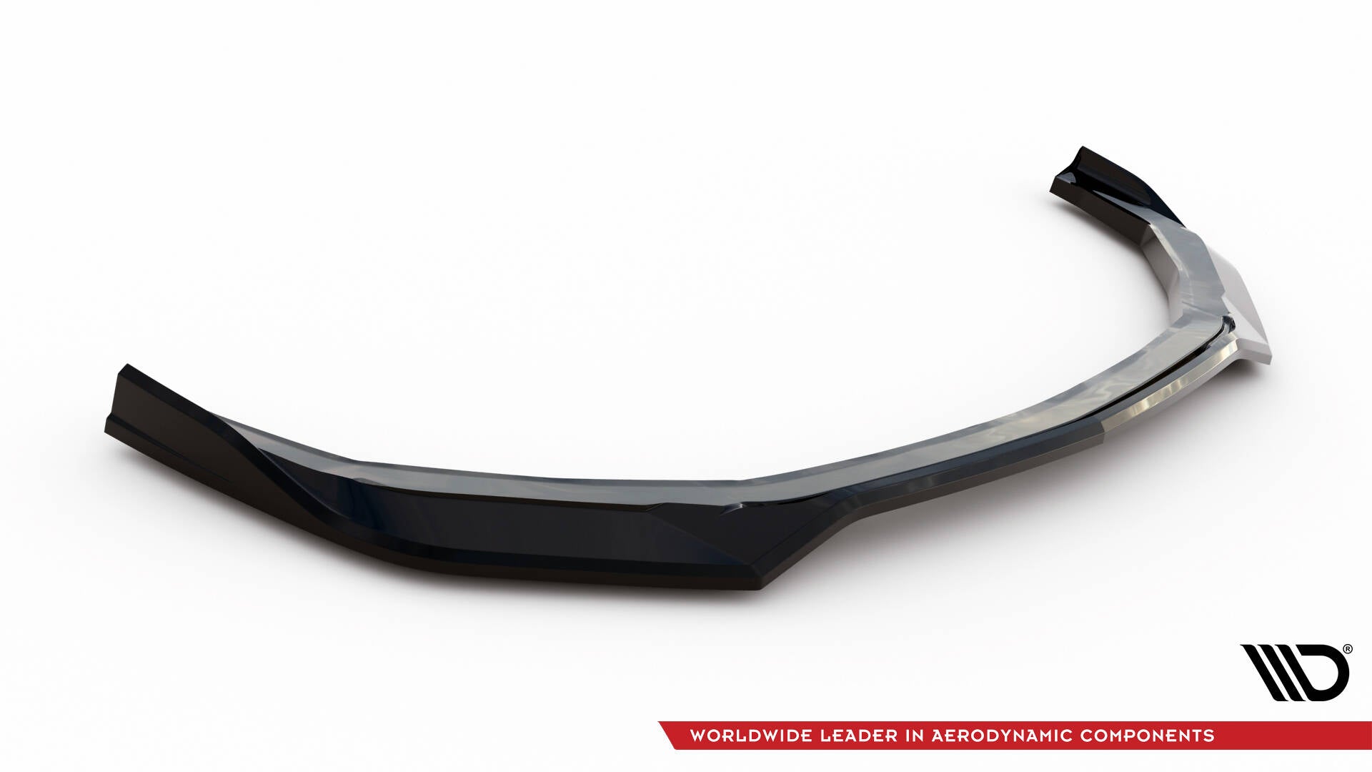 Front splitter til Ford Mustang GT MK7 V.1 i svart blank plast med aerodynamiske kanter.