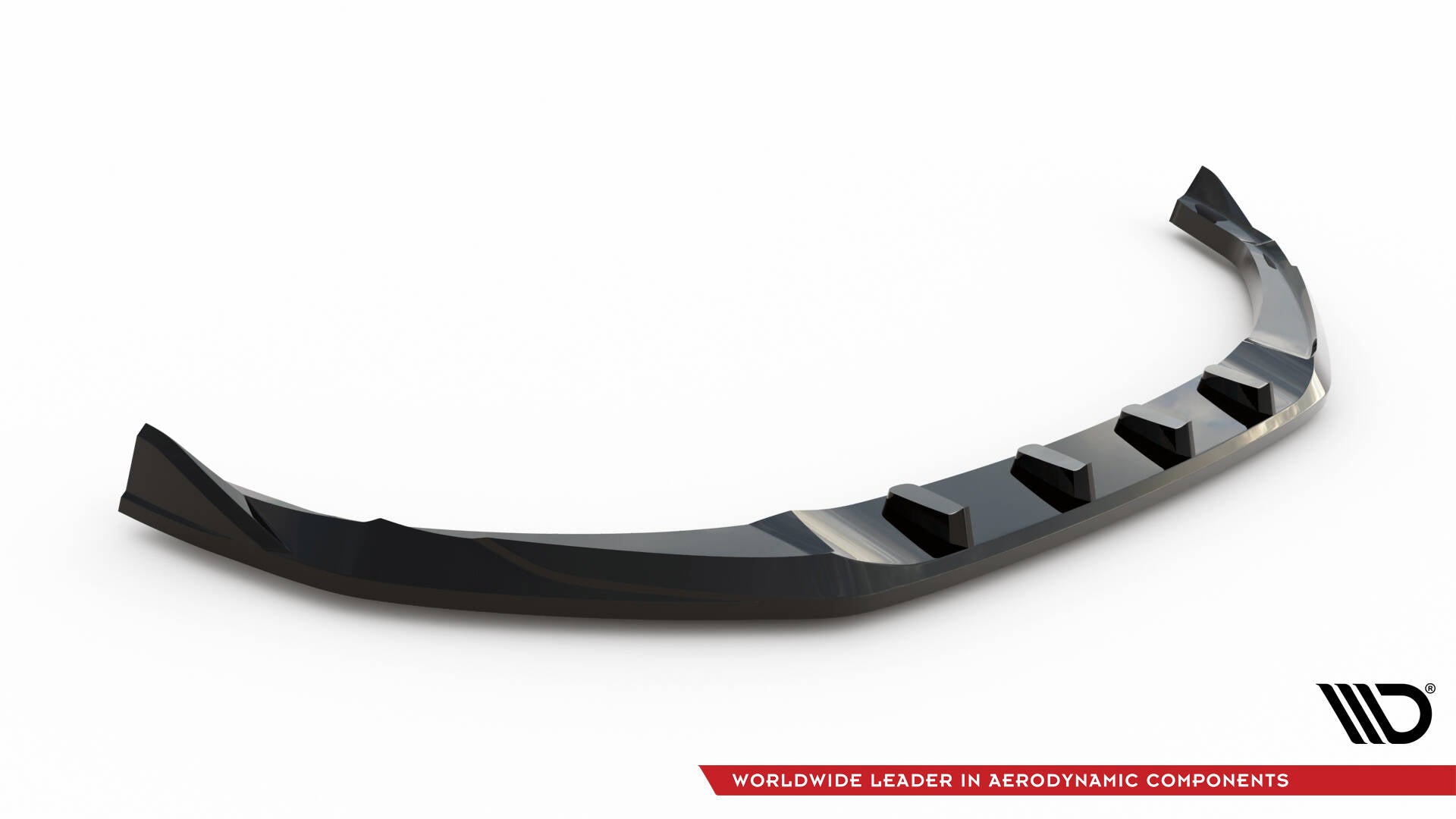 Front splitter for Hyundai Tucson N-Line MK4 V.1 i sort glanset plast med opphøyde detaljer.