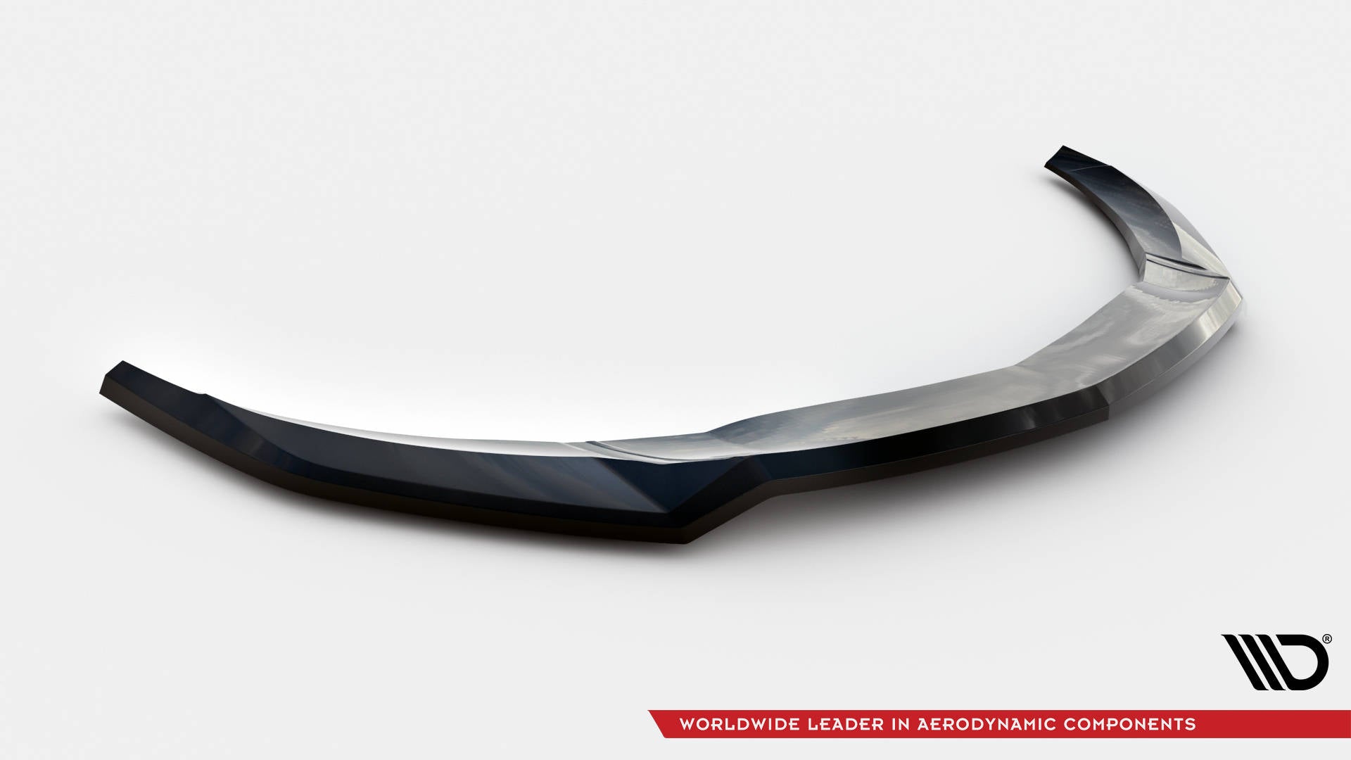 Front splitter for Mercedes A W176 AMG-Line Facelift V.1, sort med markerte vinkler, lav vinkel.
