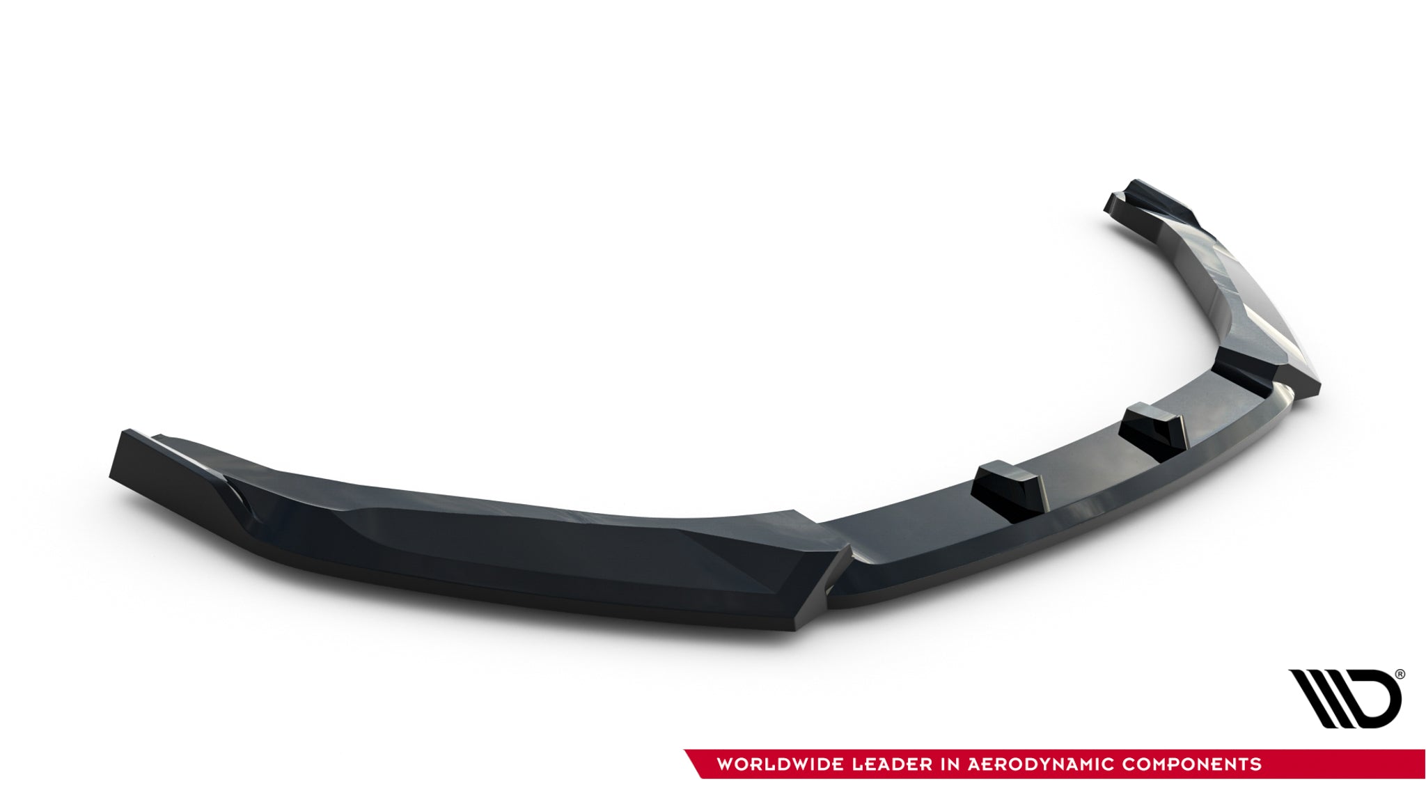 Front splitter Subaru BRZ MK2 2021 V.1 sett skrått fra siden med fire forhøyninger, på hvit bakgrunn.