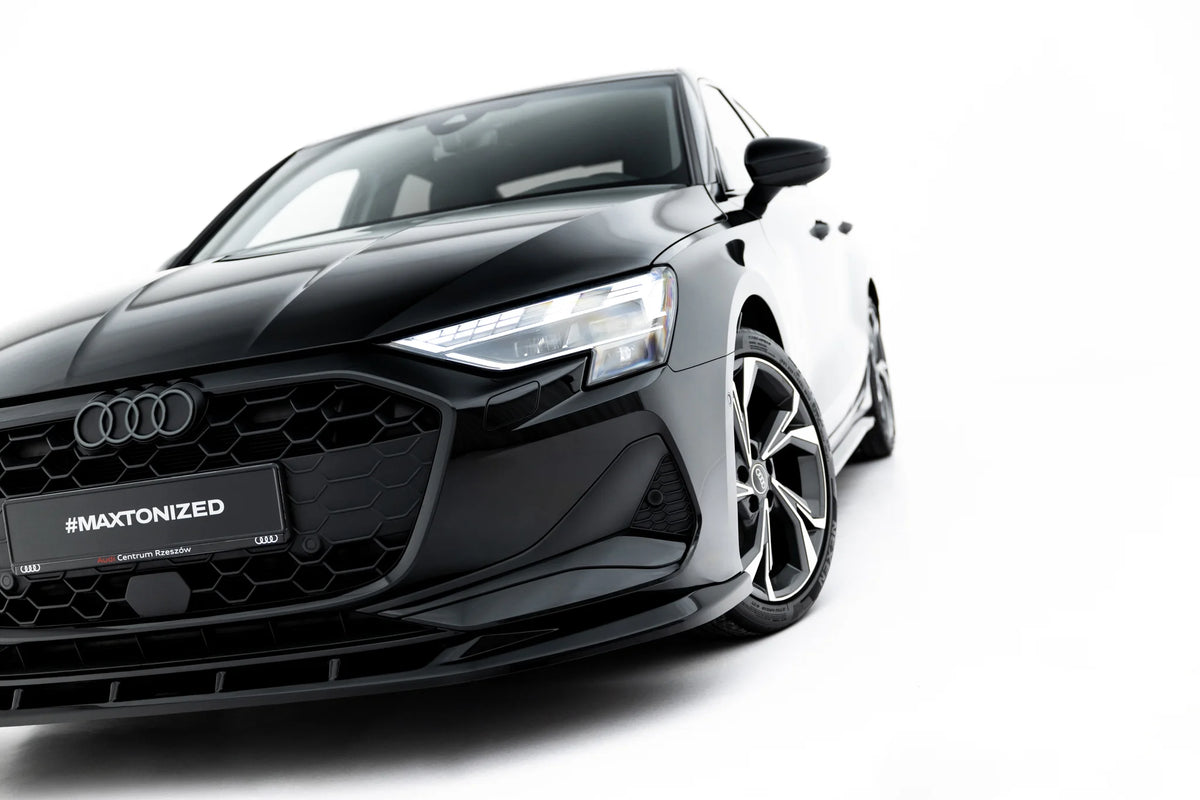 Sidevisning av frontsplitter til Audi A3 Sedan 8Y Facelift