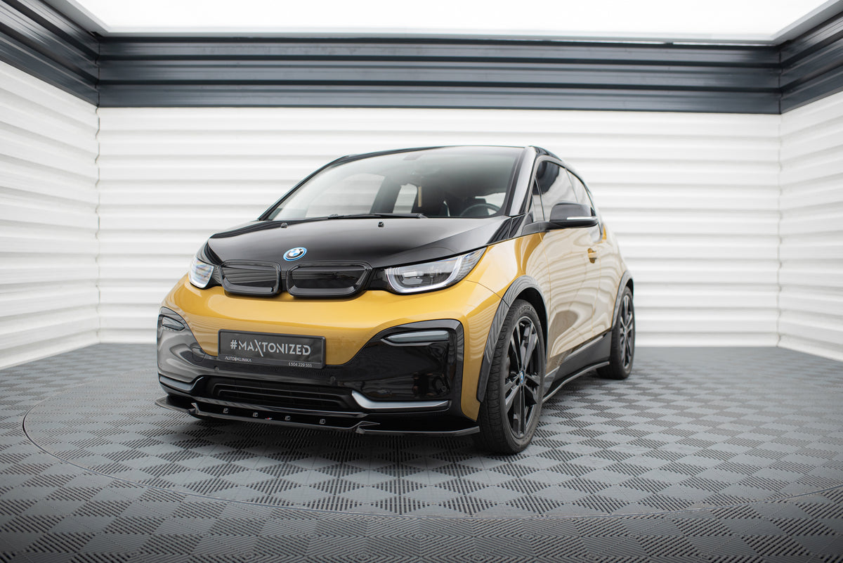 Frontsplitter til BMW i3 S Mk1 Facelift i blank sort ABS-plast