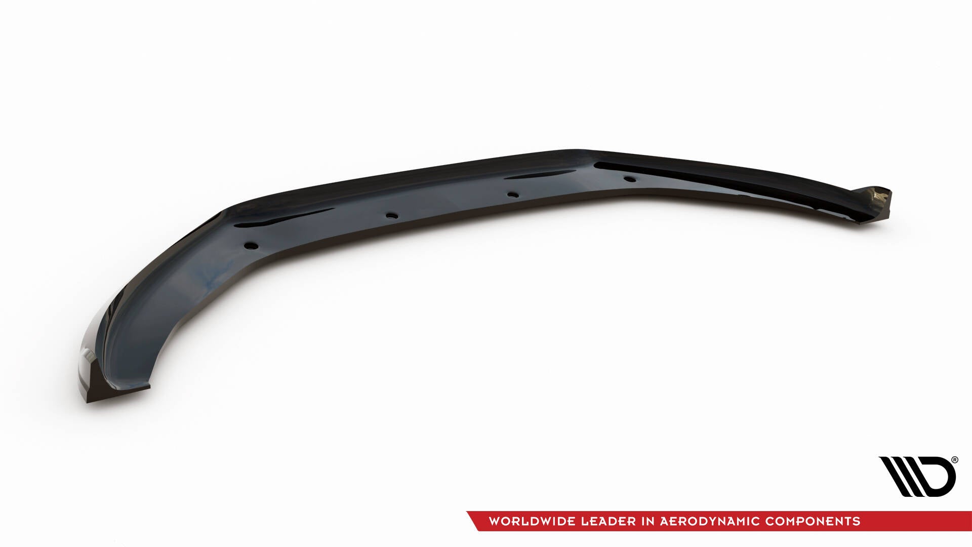 Front lip til Ford Puma MK1 St / St-Line V.2, svart glanset plast med monteringshull og aerodynamiske detaljer.
