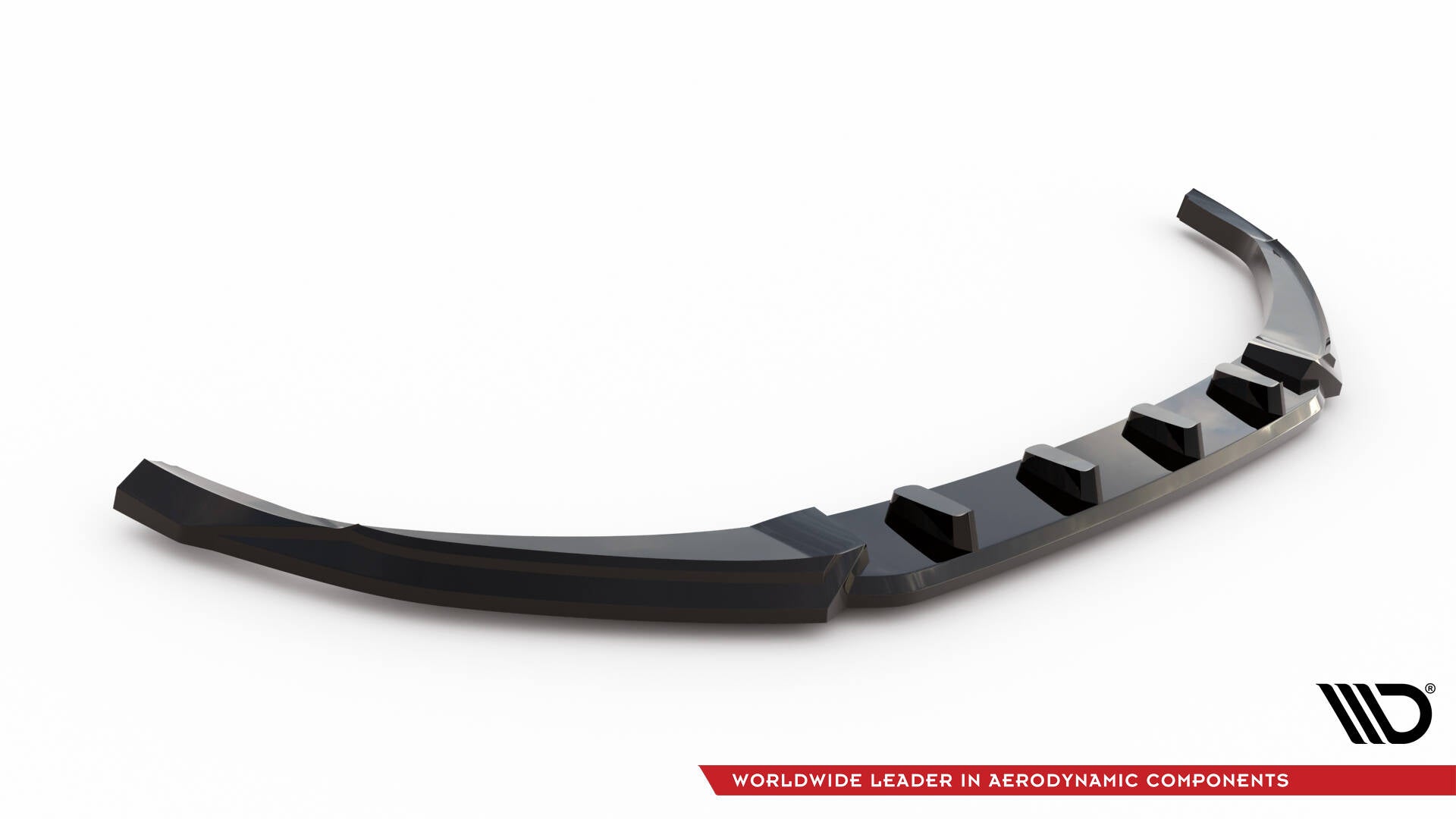 Front splitter til Hyundai Tucson N-Line MK4 V.2 med vinklede former og opphøyde detaljer, sett skrått.