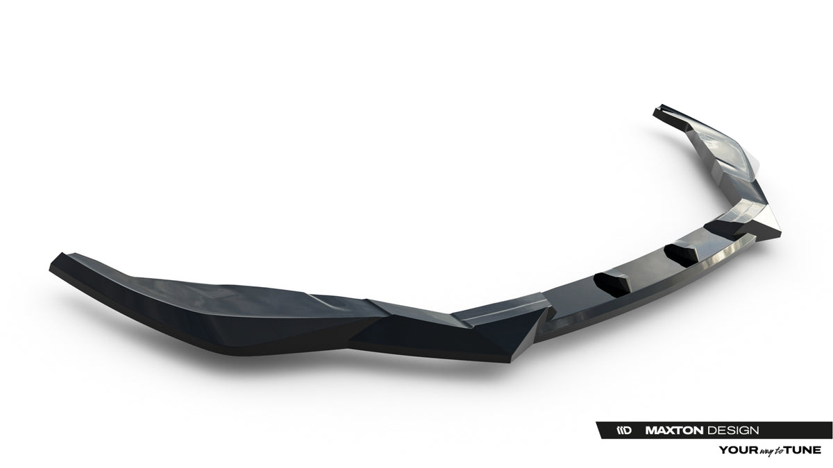 Detaljbilde av frontsplitter Lexus IS 500 med rød stripe