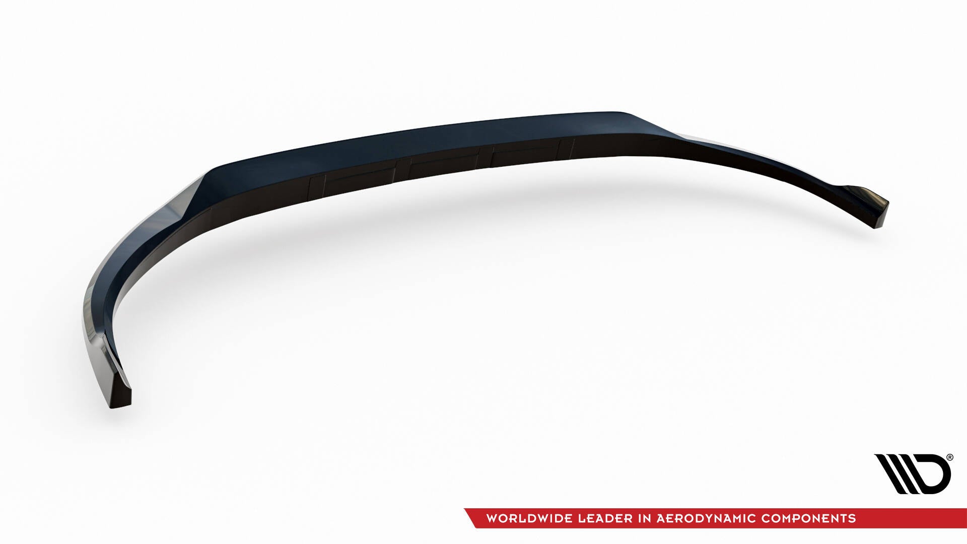 Front splitter Mazda 3 MK4 V.2 i sort blank plast med aerodynamiske linjer, skrå vinkel.