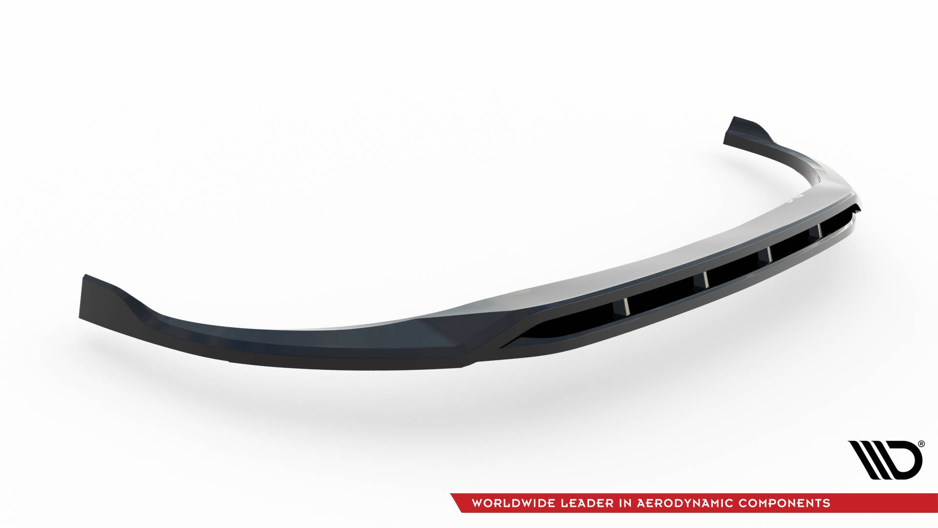Spoiler til Mazda 3 MK4 V.2 i sort plast med sporty design og skarpe kanter, sett skrått forfra.