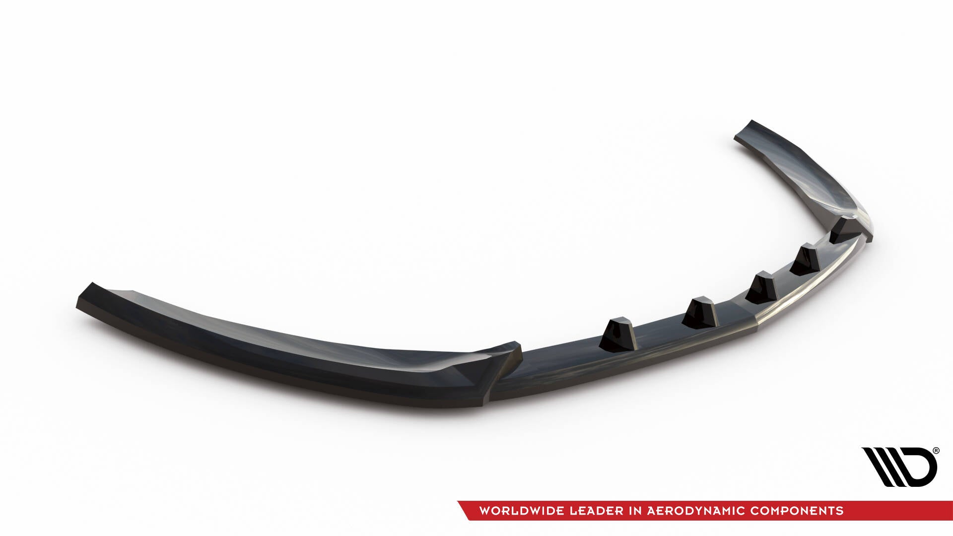 Front splitter Mercedes S Coupe AMG-Line C217 Facelift, sort plast med markerte finner, skrå forfra.
