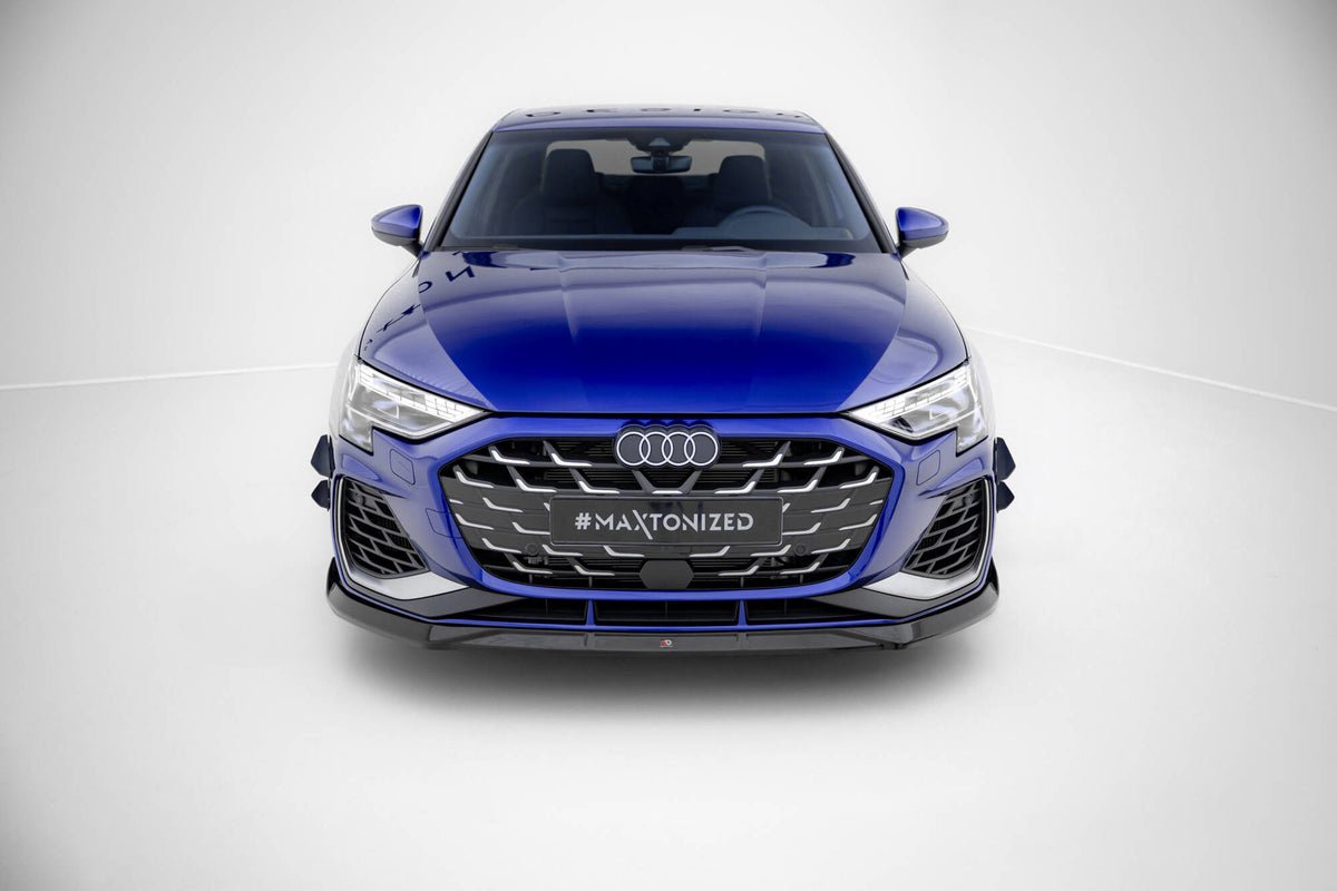 Frontsplitter til Audi A3 S-Line Sedan 8Y Facelift montert på frontfanger