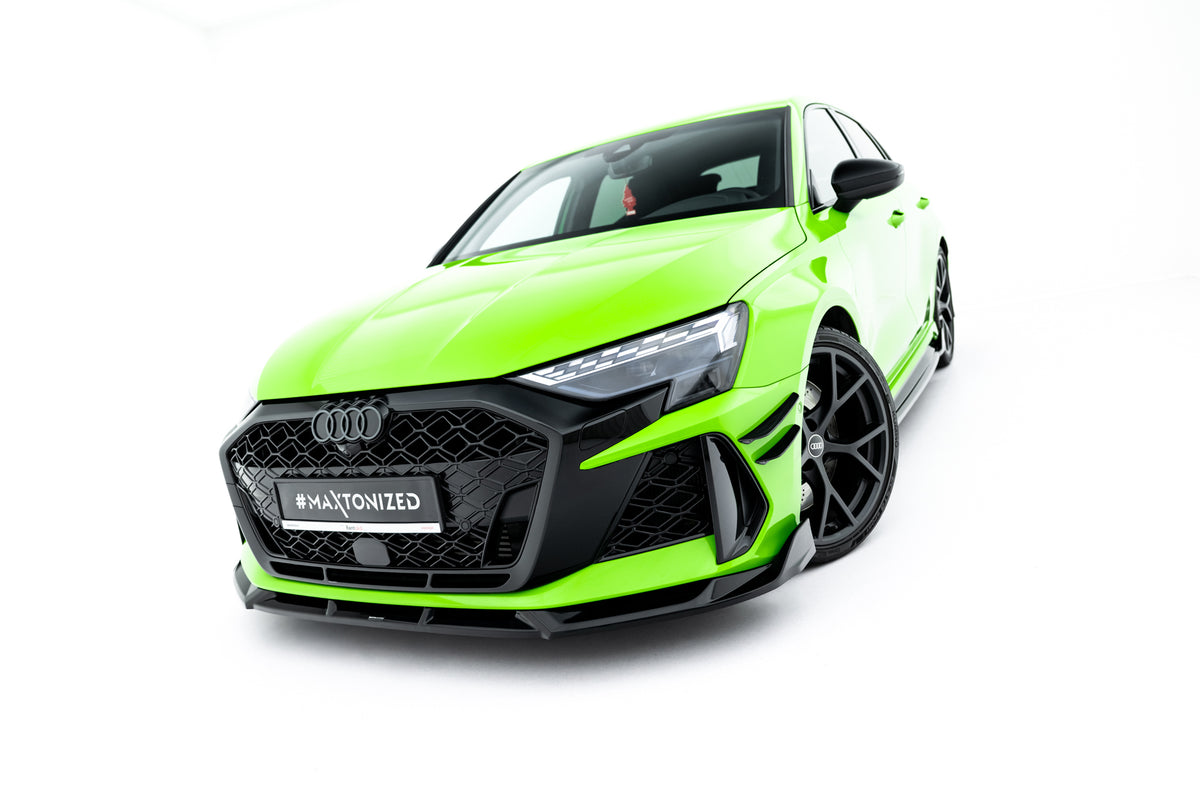 Frontsplitter til Audi RS3 Sportback 8Y Facelift i blank sort ABS