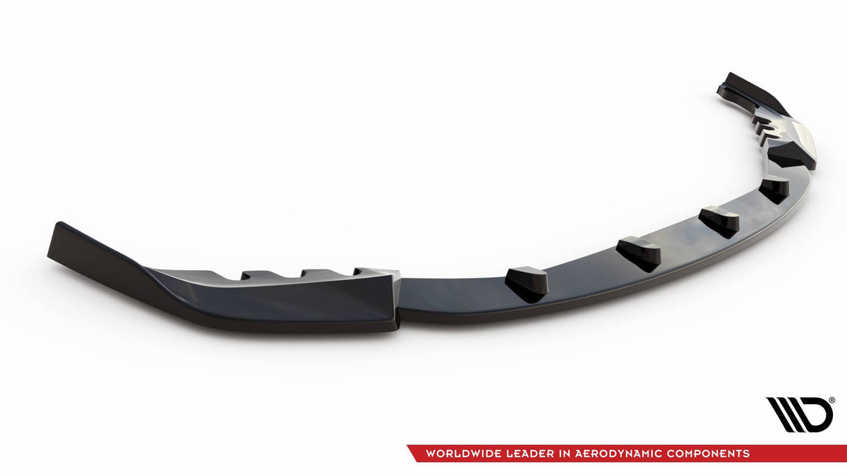 Nærbilde av blank sort frontsplitter til BMW M3 G80/G81