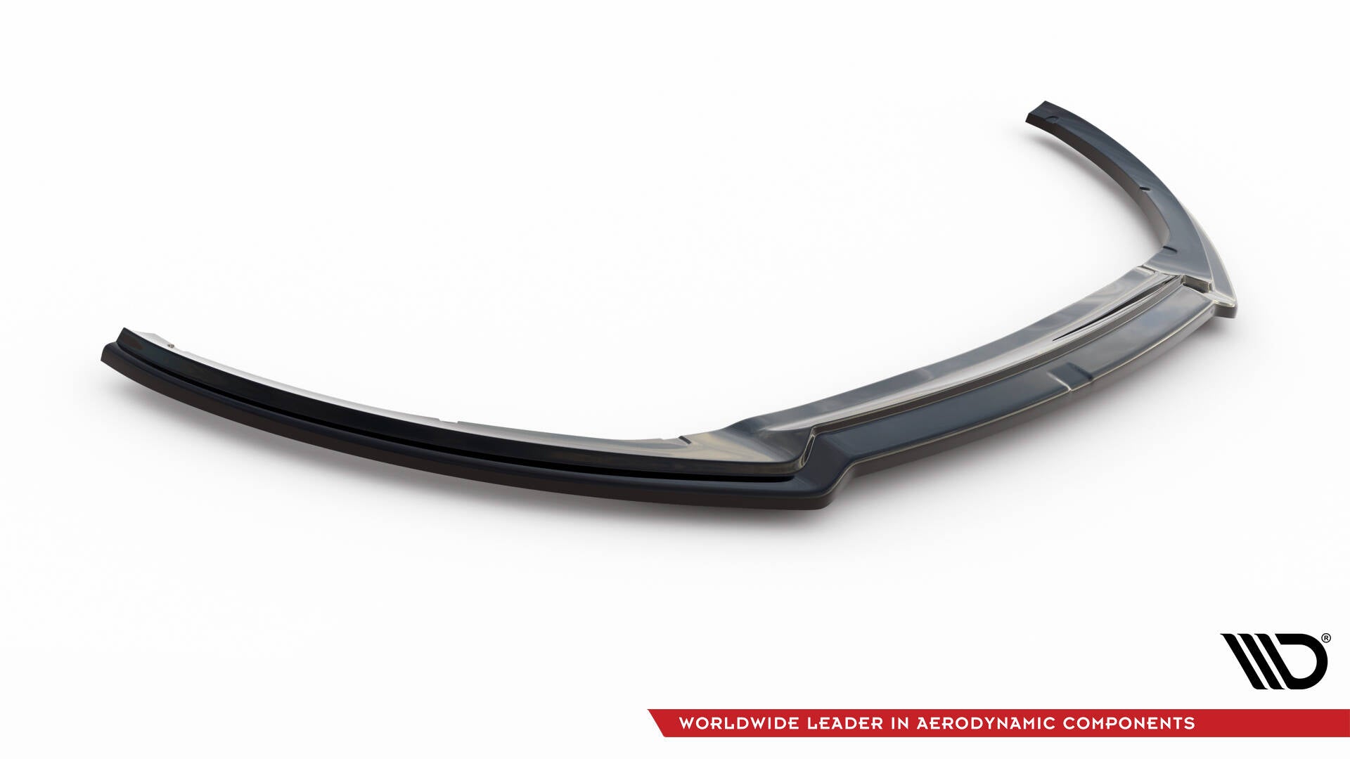 Front splitter for Ford Focus ST MK3 FL V.3, svart buet plastdel med vinklete detaljer mot hvit bakgrunn.