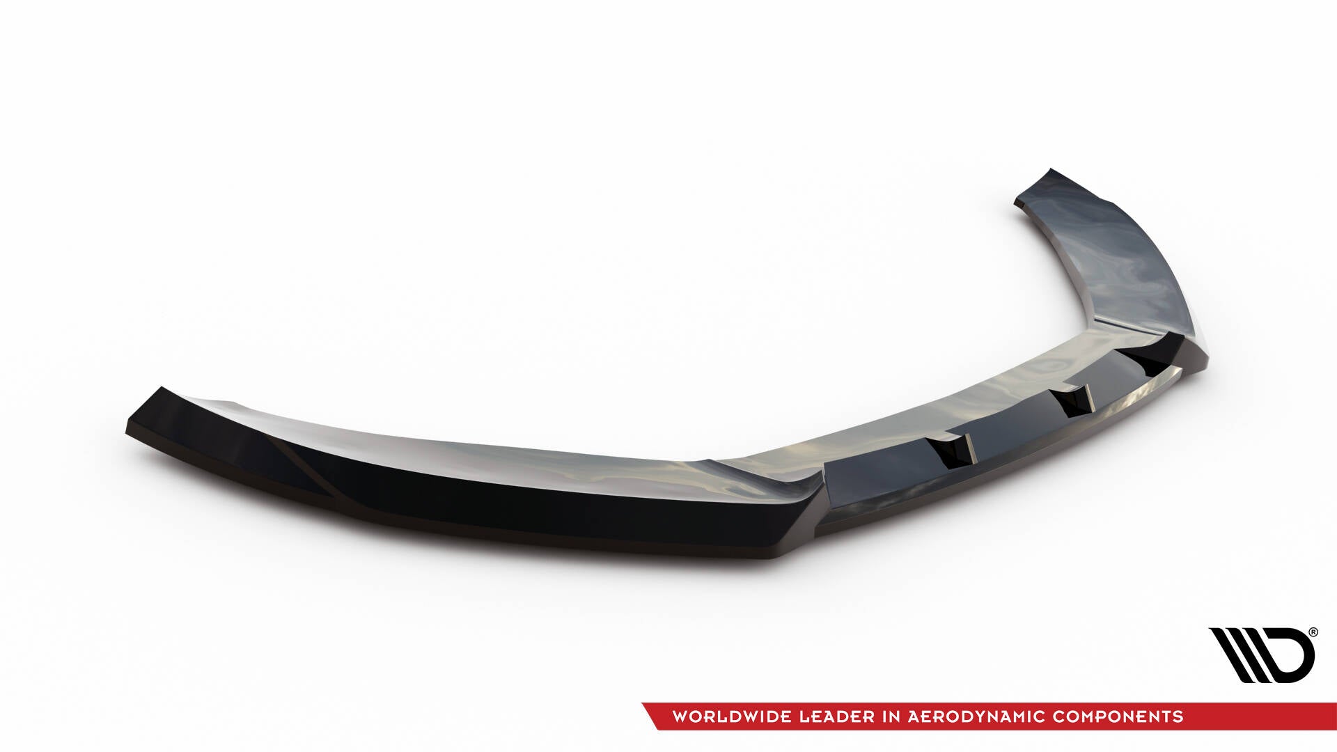 Front splitter Audi S4 A4 S-Line B8 V.4 i sort, glanset plast, U-formet med markerte detaljer.