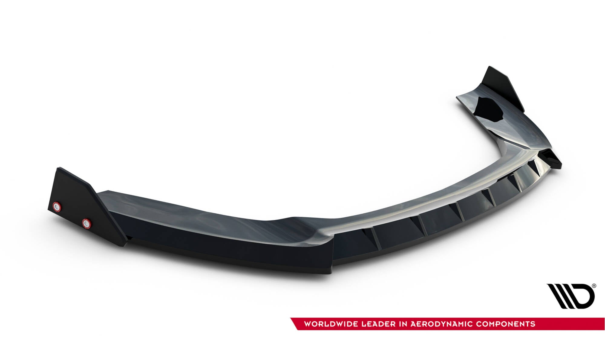 Frontspoiler Ford Fiesta St MK7 Facelift 10mm V.6 med markerte endestykker mot hvit bakgrunn.