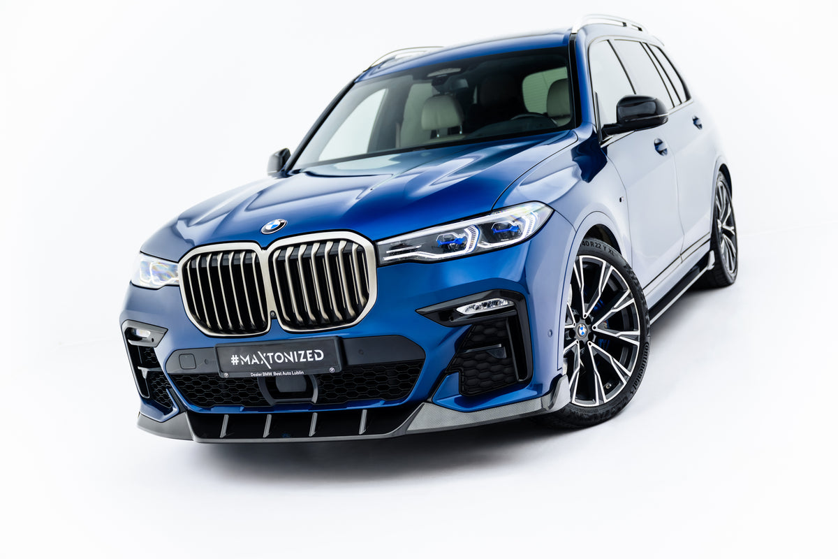 Karbon frontsplitter til BMW X7 M-Pack G07 sett fra siden