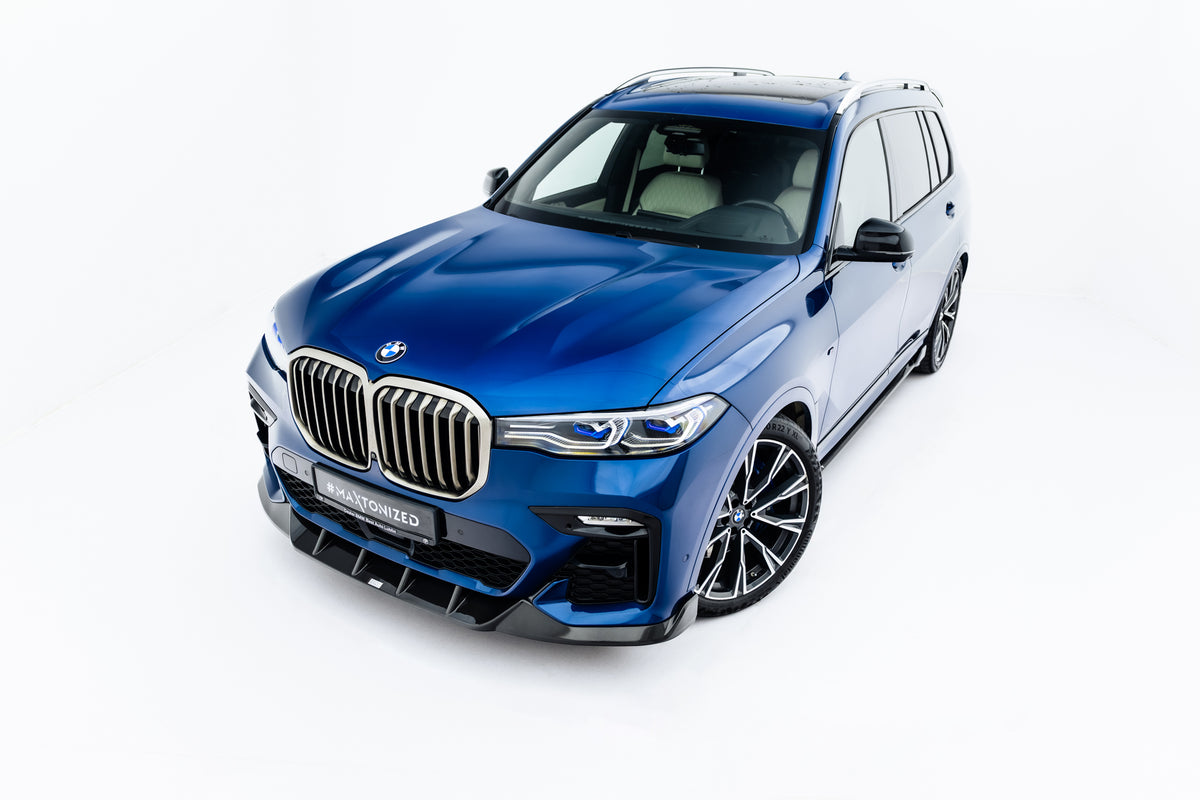 Frontsplitter i prepreg karbonfiber til BMW X7 M-Pack G07 sett forfra