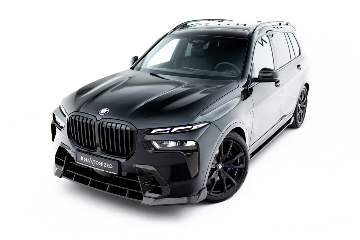 Frontsplitter i prepreg karbon til BMW X7 M-Pack G07 Facelift sett forfra