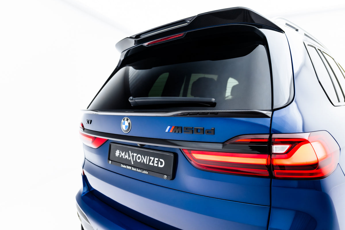 Hekkspoiler i prepreg karbonfiber til BMW X7 M-Pack G07 sett bakfra