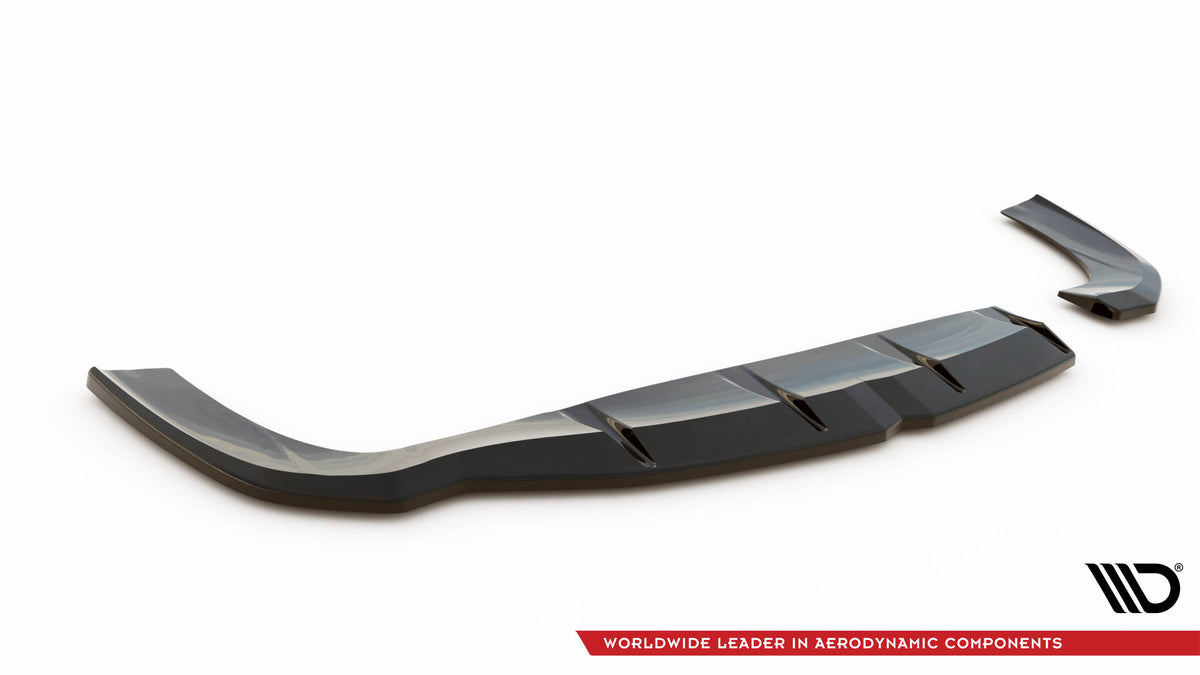 Bakre sideflaps Hyundai I30 Fastback N-Line Facelift med hvit dekorstripe, sett ovenfra