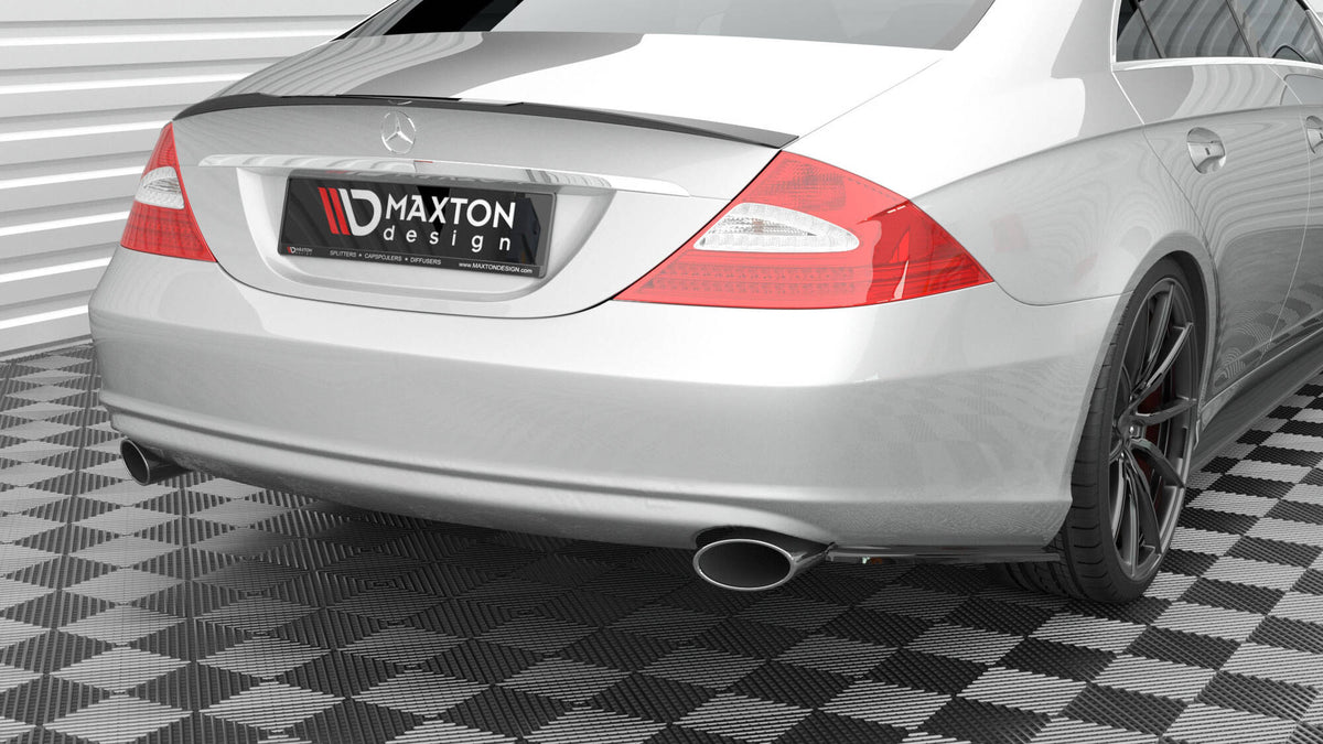 Bakre sideflaps for Mercedes CLS C219 i sort ABS-plast, sett ovenfra