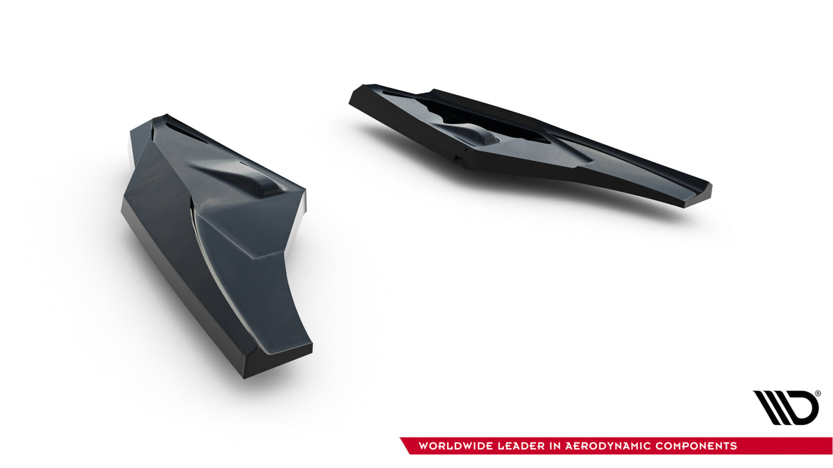 Detaljbilde av tekstur og kutt på sideflaps bak til Audi S3 Sportback 8Y Facelift V.3