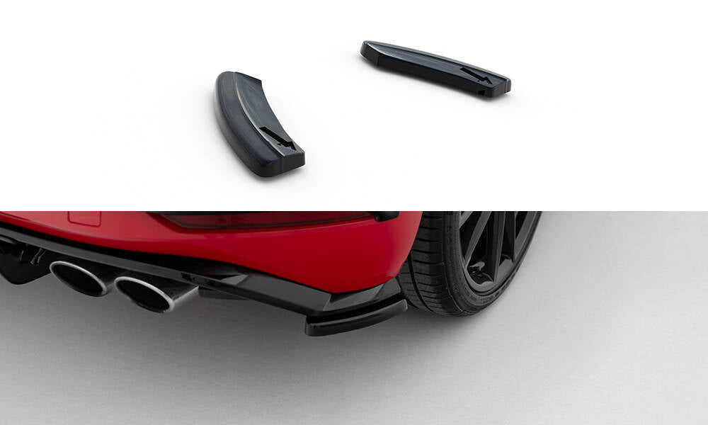 Bakre sideflaps til VW Golf R MK7 Facelift i sort ABS-plast, sett ovenfra