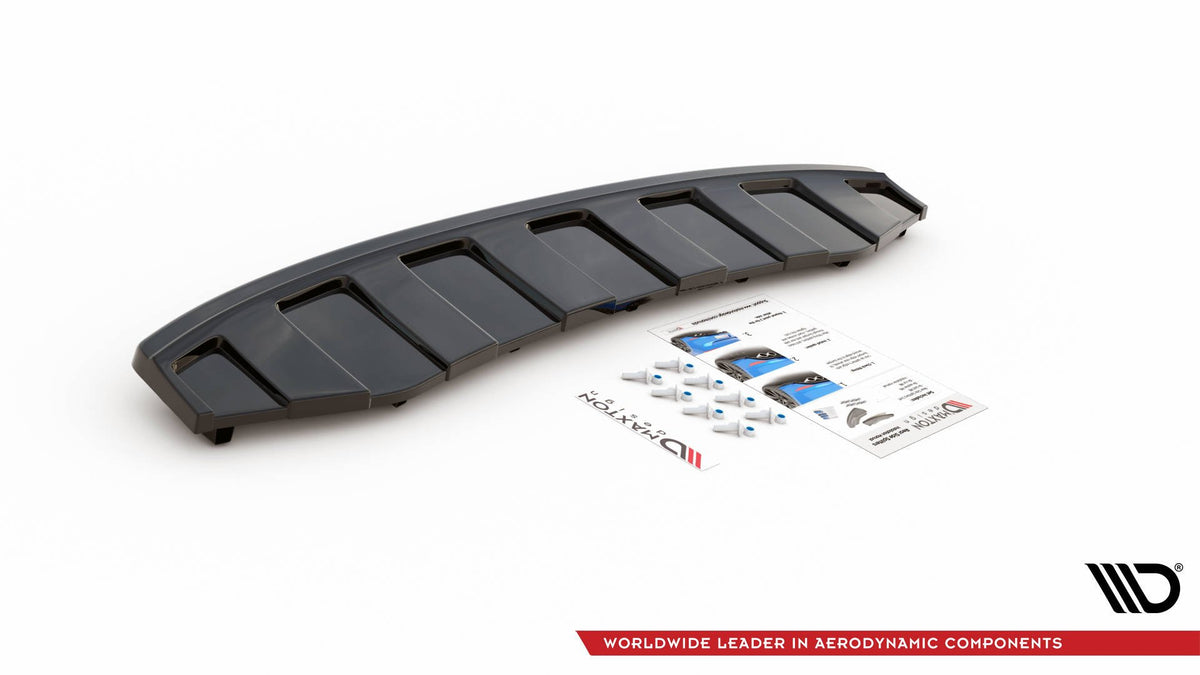 Sentersplitter Bak (Med vertikale finner) Audi A6 C7 S-Line Avant Exhaust 2X1 sett fra siden
