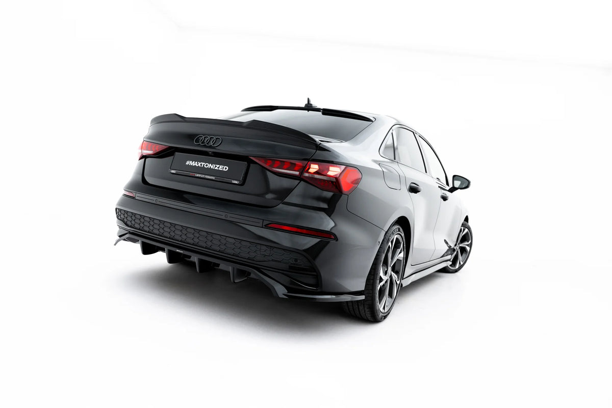 Bakre diffuser til Audi A3 Sedan 8Y Facelift i blank sort ABS-plast