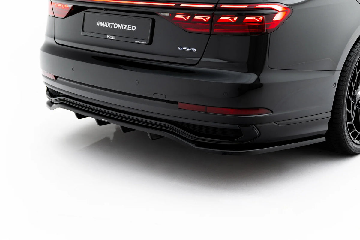 Baksplitter med vertikale ribber montert på Audi A8 D5 Facelift bakfanger