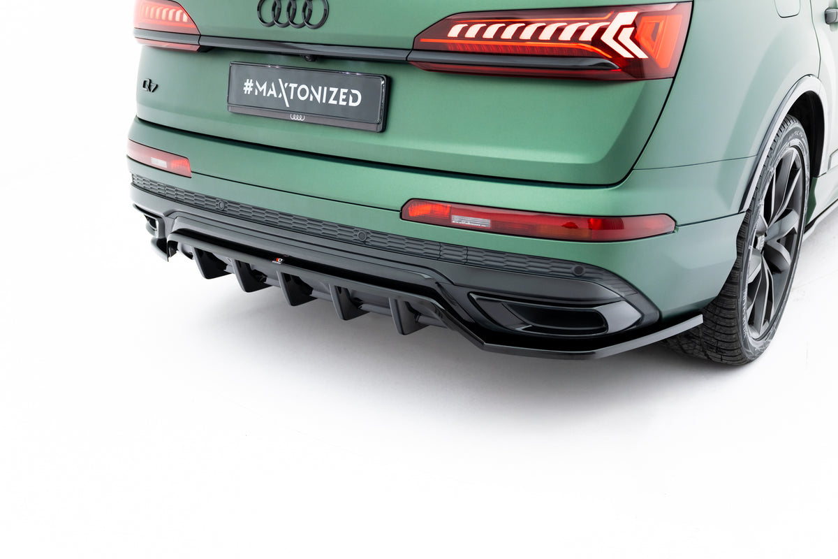 Diffuser med vertikale stenger til Audi Q7 S-Line Facelift, sett bakfra