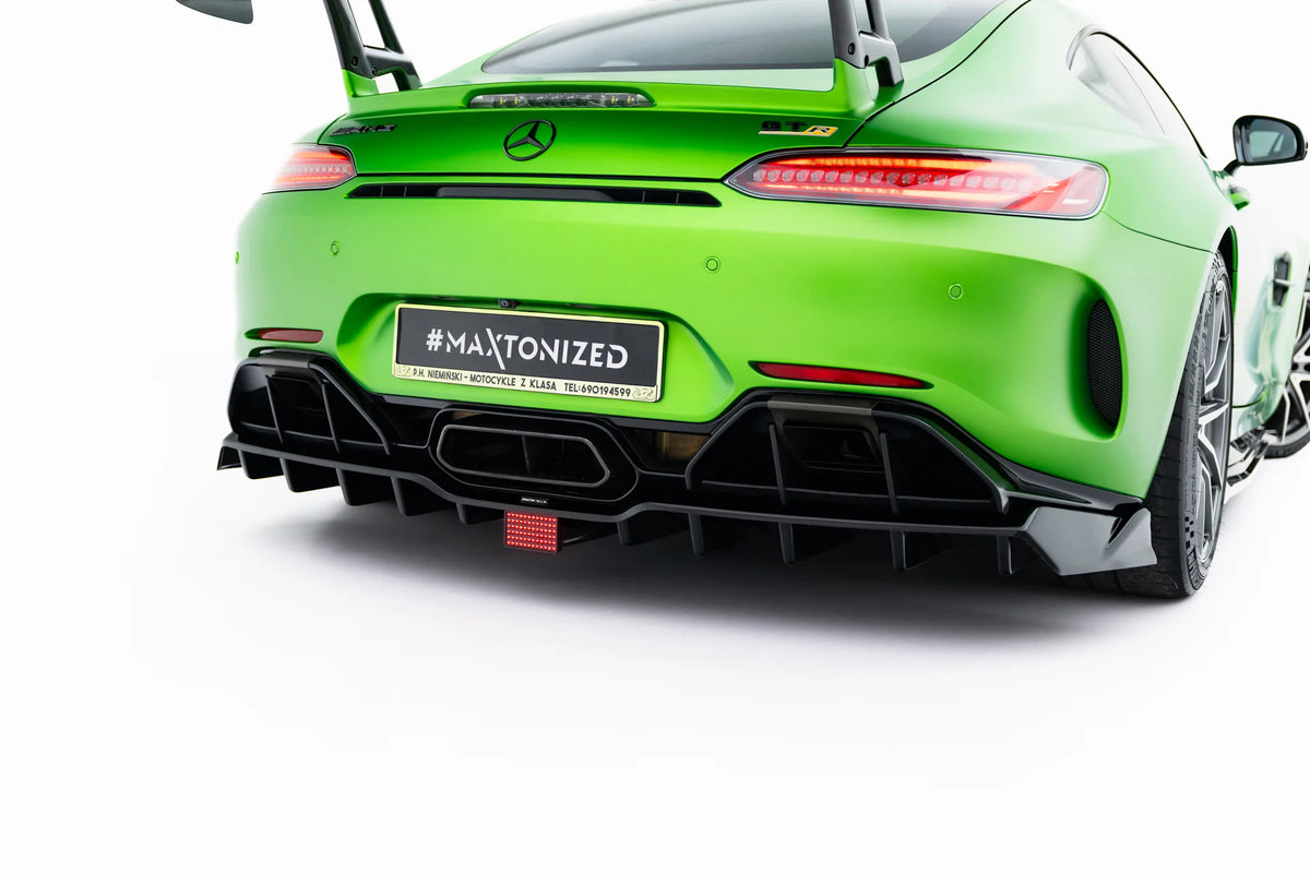 Baksplitter med LED til Mercedes-AMG GT R C190 Facelift i blank sort ABS