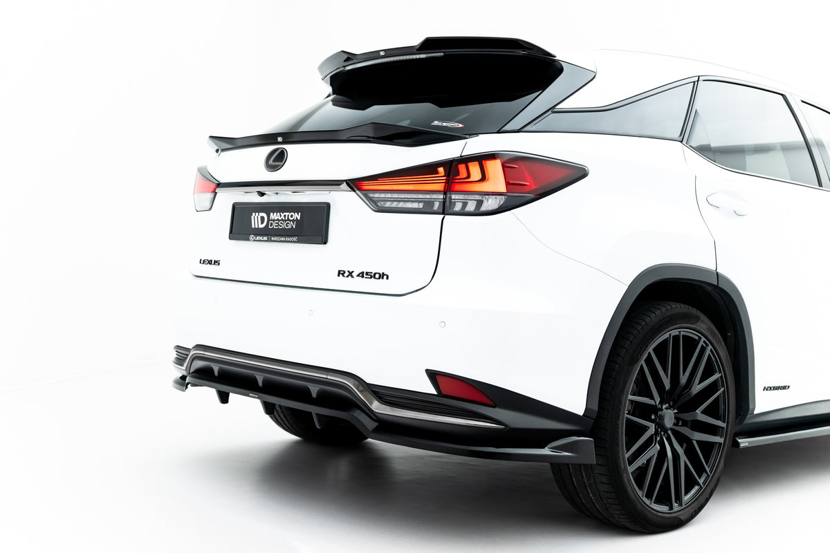 Baksplitter med vertikale ribber til Lexus RX F-Sport Mk4 Facelift i blank sort ABS-plast