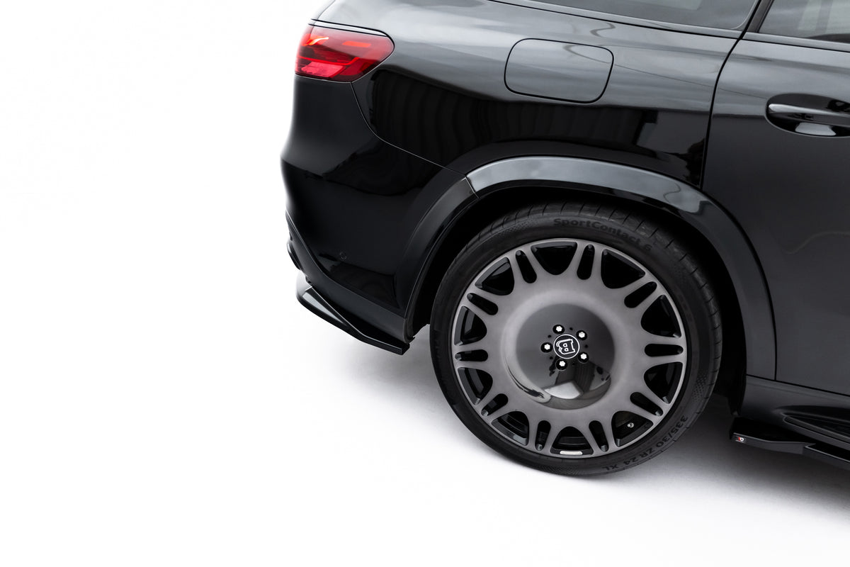 Diffuser i glossy sort ABS til Mercedes GLS X167 AMG-Line Facelift sett bakfra