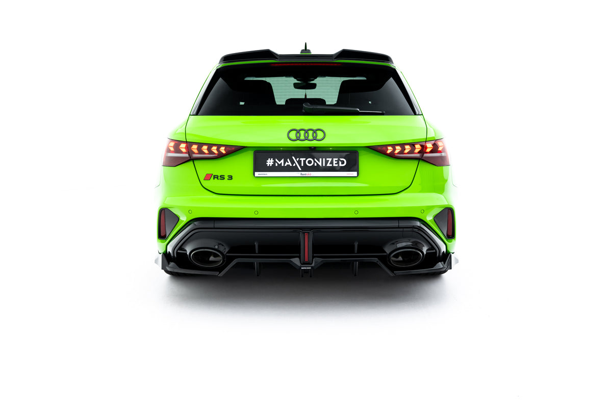 Bakre splitter med rød stripe til Audi RS3 Sportback 8Y Facelift
