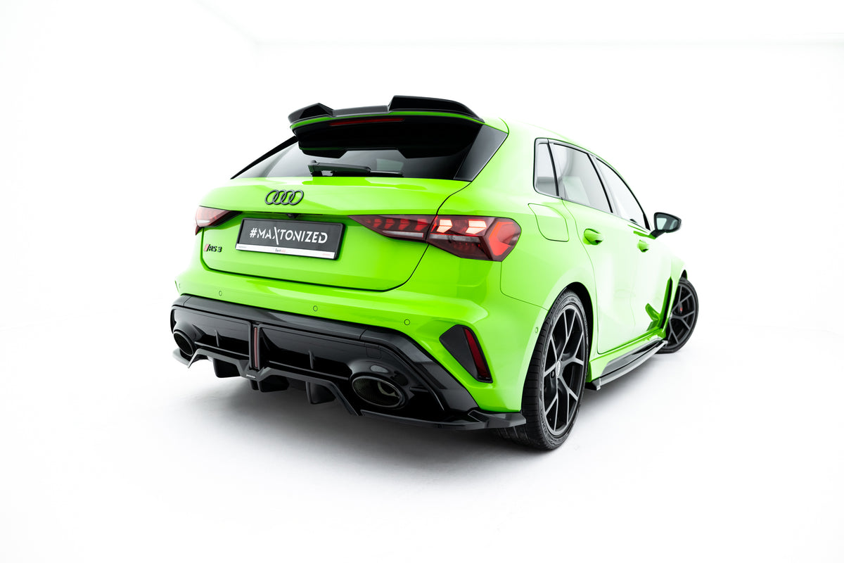 Hekksplitter V.2 med vertikale ribber til Audi RS3 Sportback 8Y Facelift i blank sort ABS