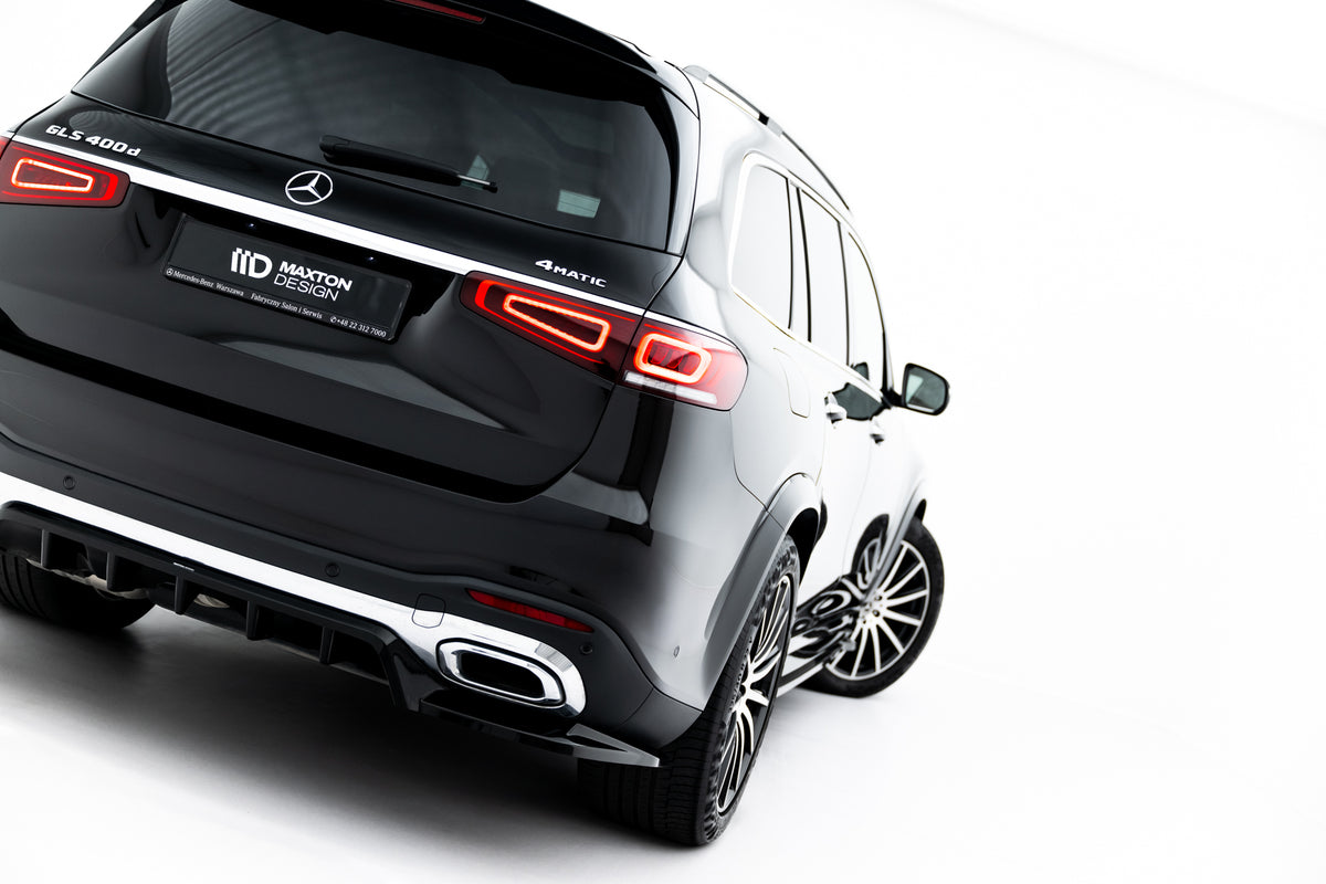Baksplitter med vertikale ribber til Mercedes-Benz GLS AMG-Line X167 i blank sort ABS