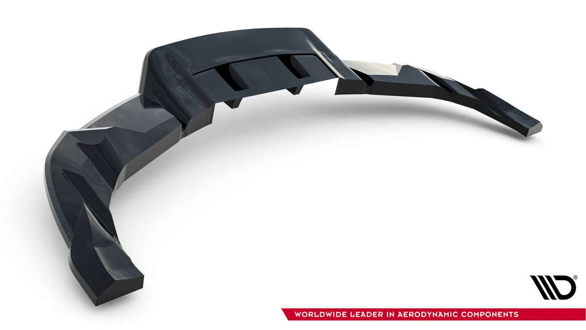 Detaljbilde av monteringspunktene på V.2-diffuseren designet for Tesla Model 3 Performance MK1 Facelift
