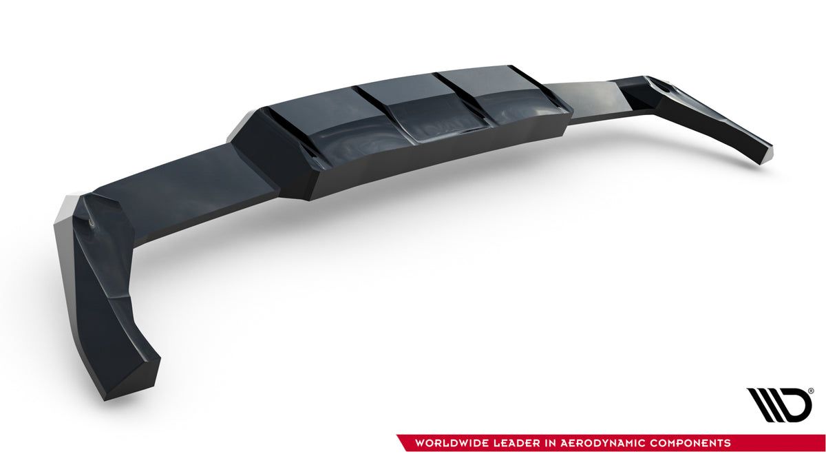 Diffuser V.2 for VW Golf 8 R Facelift sett rett bakfra med baklykter synlig