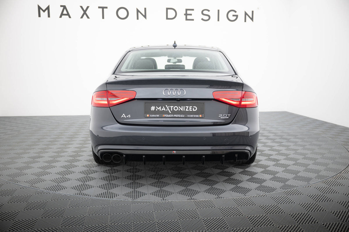 Diffuser til Audi A4 B8 Facelift med dobbel eksosutskjæring sett bakfra