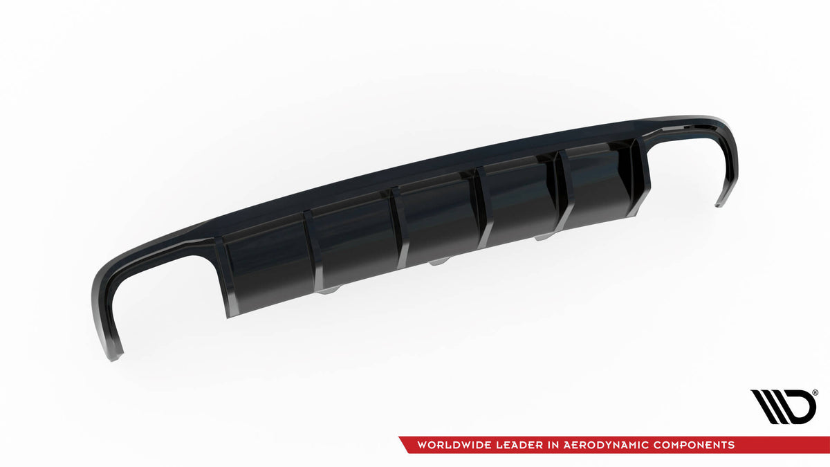 Bakre diffuser for Audi A4 B8 Facelift liggende på flatt underlag før montering