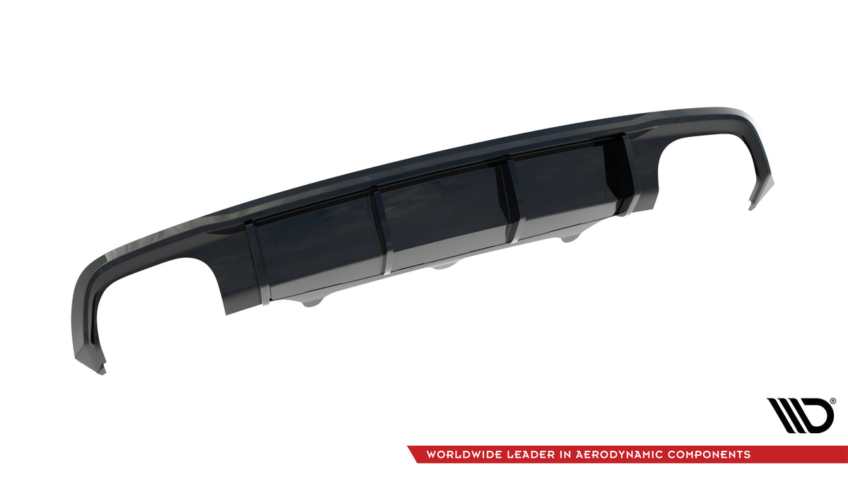 Maxton Design bakdiffuser montert på Audi S6 Avant C7, skrå vinkel fra siden