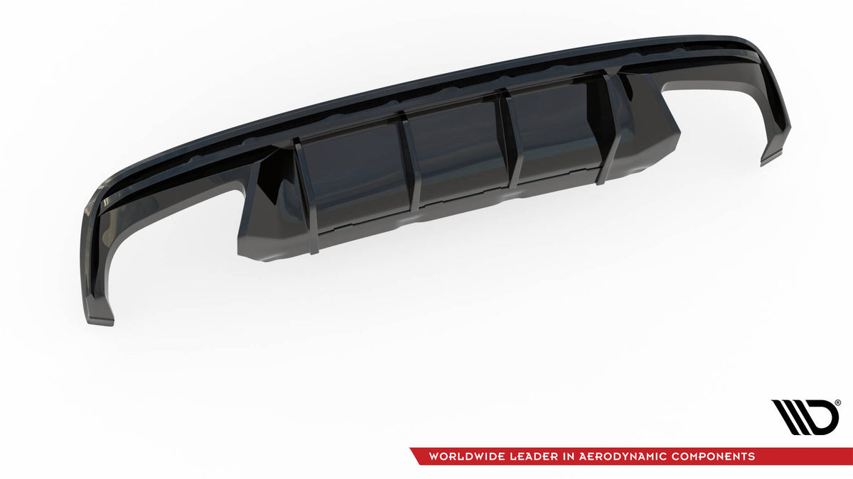 Bakre diffuser sett fra siden på Skoda Octavia RS Mk4 Facelift