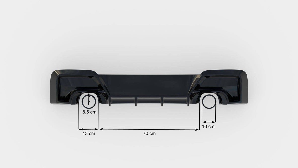Sidevinkel av diffuser V.1 til BMW M135i F20 som viser aerodynamisk profil