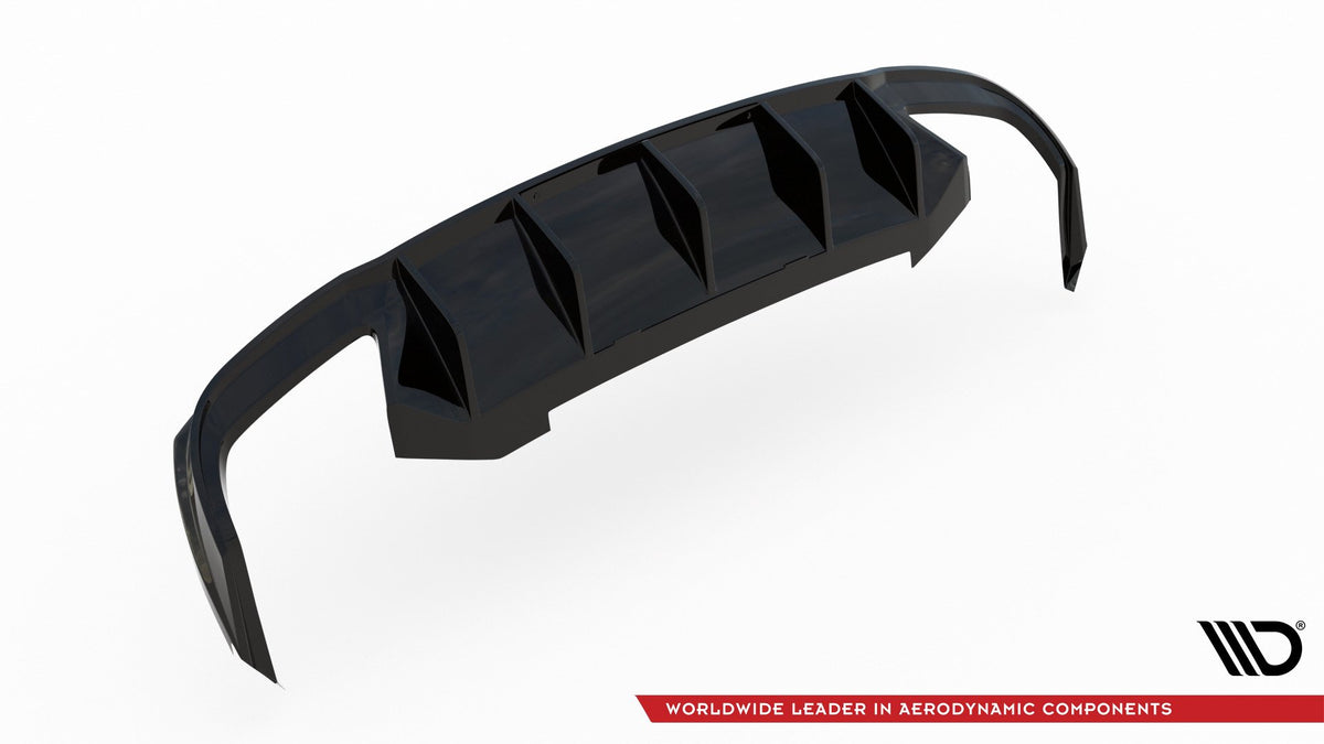 Diffuser V.2 og eksosforlengelse til Octavia RS MK3 i detaljbilde
